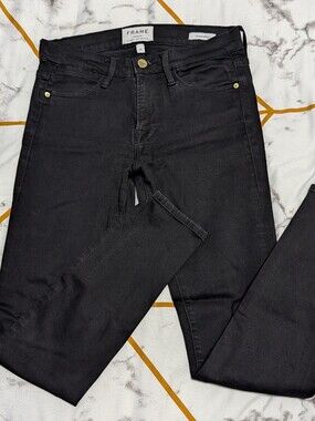 Frame Denim Black Le High Skinny Jeans